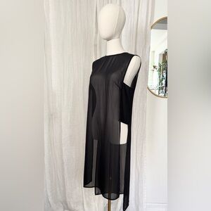 H&M Black Sheer high low Tunic